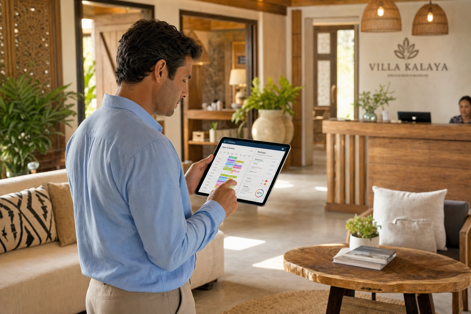 Cách quản lý đội ngũ nhân viên villa tối ưu chi phí vận hành. với bảng phân ca, checklist buồng phòng và dashboard booking homestyle chuyên nghiệp